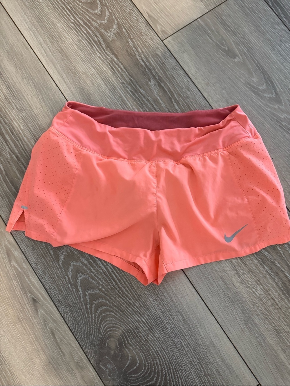 Nike Women’s Coral Athletic Running Shorts with Reflective Swoosh